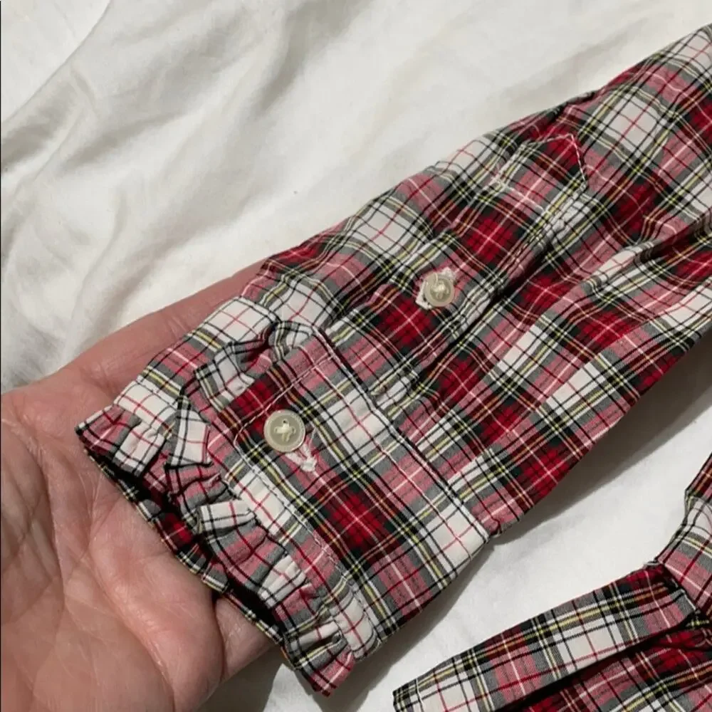 Ralph Lauren 4 red plaid button down blouse NWOT